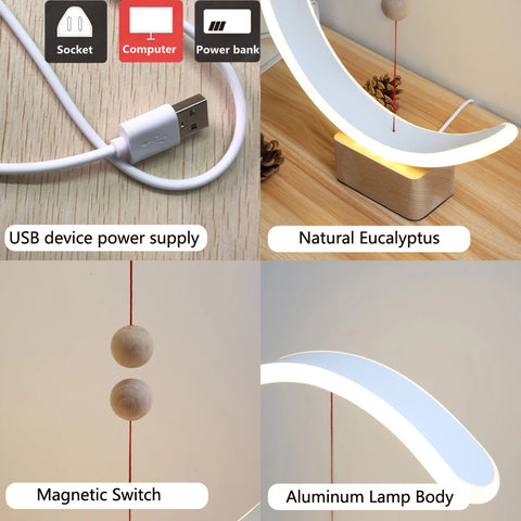 Modern Intelligent Desk Lamp | Creative Magnetic Suspension Balance Decorative Bedside Night Light