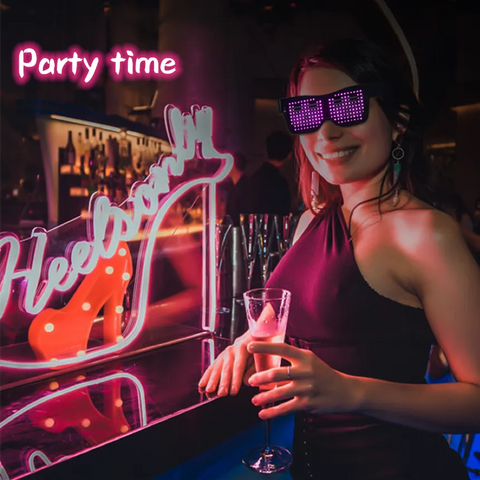 APP Bluetooth Party Magic Flash Raves | LED Glasses Multi-language Programmable Text Animation Light Up Glasses USB Charging