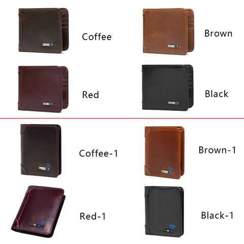 Smart Bluetooth Wallet Tracker Genuine Leather Men Wallets Finder |  Short Thin Card Holder compatible Free engraving Cool Gift