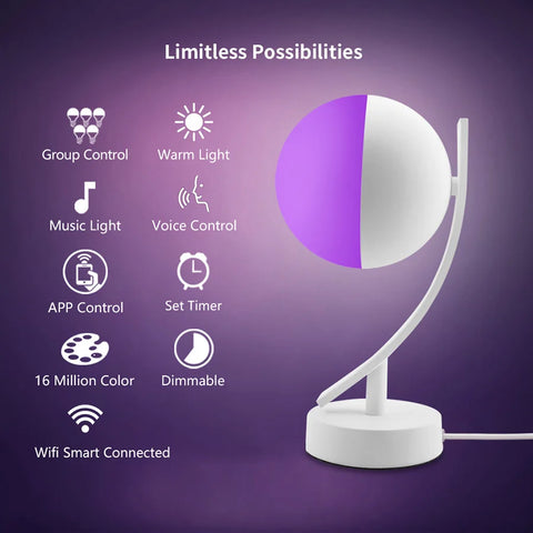 Smart APP WiFi Desk Lamp 16 Million Color Wireless Control Timer Alexa Compatible Night Light RGB DImmable for Smart Home