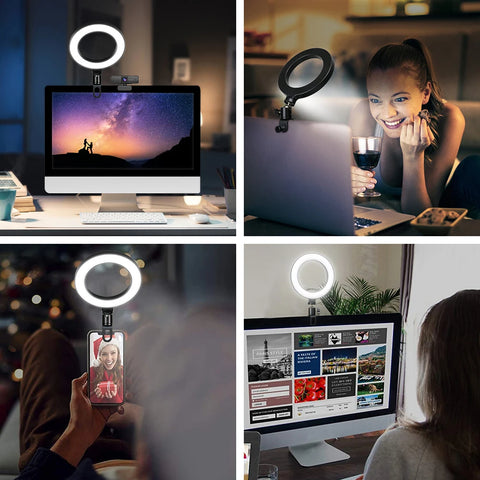 6.3 Inch LED Ring Lights Round Lamp Selfie |  Live Streaming USB Desktop Clip for Youtube Macbook PC Laptop Computer Tiktok Stream