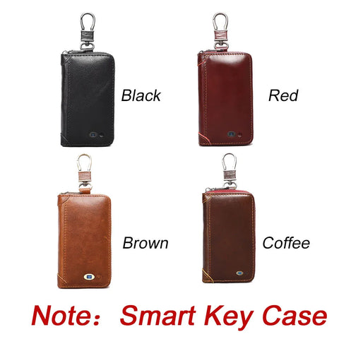 Smart Bluetooth-compatible Tracker Connection Genuine Leather Men Women Key Holder Organizer  Zipper Bag Keychain Car Key Case