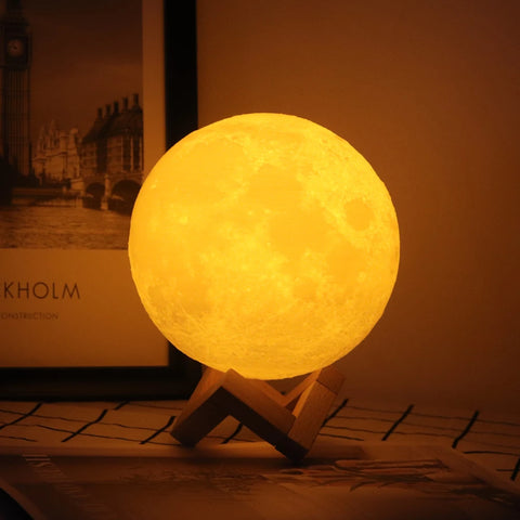 Customized Personality 3D Printing Moon | Novelty Light Lunar USB Charging | Night Lamp Touch/Remote 2/16 Colors Moonlight