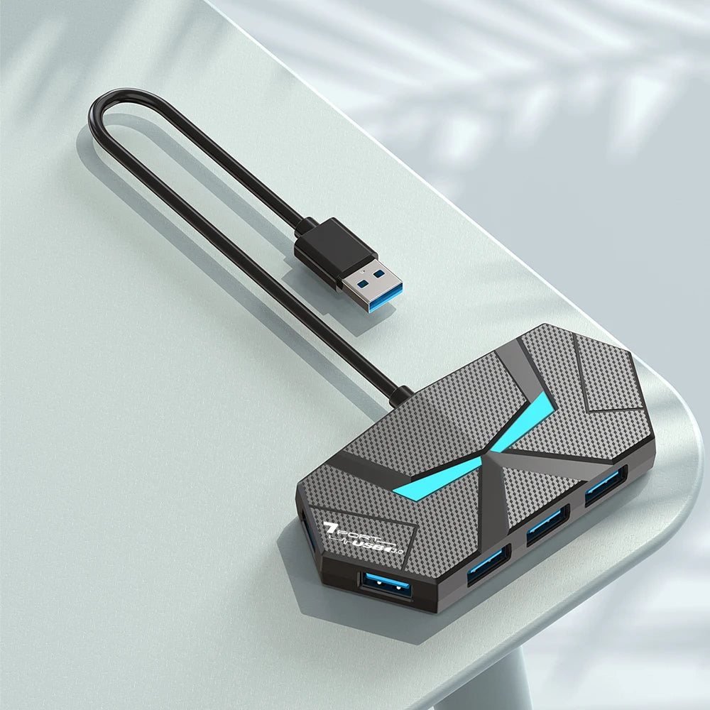7-Port USB 3.0 Hub 5Gbps Multi USB Splitter with Type-C Power Port