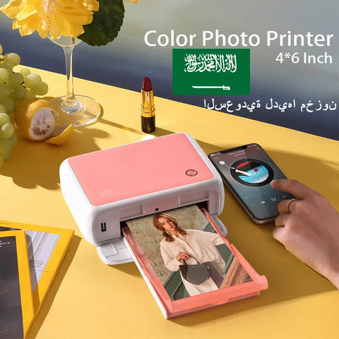 Color Photo Printer Portable Full Color Wireless Photo Printer USB Bluetooth 300DPI Thermal Sublimation Printer Or Paper Ribbon