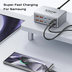 330W GaN 10-Port Fast Charging Station | 100W PD3.0 USB-C Charger for Laptops & Phones