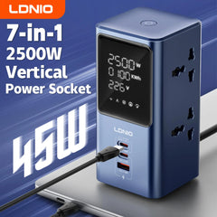 Vertical Power Strip Tower with 45W USB-C PD Fast Charging | 4 AC Outlets & 3 USB Ports