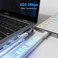360° Rotating USB Type-C to Type-C Data Transfer & Fast Charging Adapter 20V/5A Metal Connector