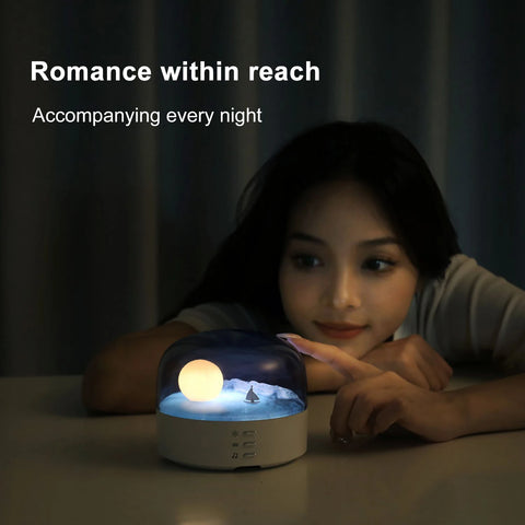 Moon LED Atmosphere Night Light | Speaker Bluetooth Rechargeable Dimming Wave Table Lamp Kid Christmas Birthday Gift Bedroom Decor