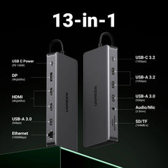 13-in-1 USB-C Docking Station | 4K Triple Display, 10Gbps, 100W PD, HDMI & RJ45