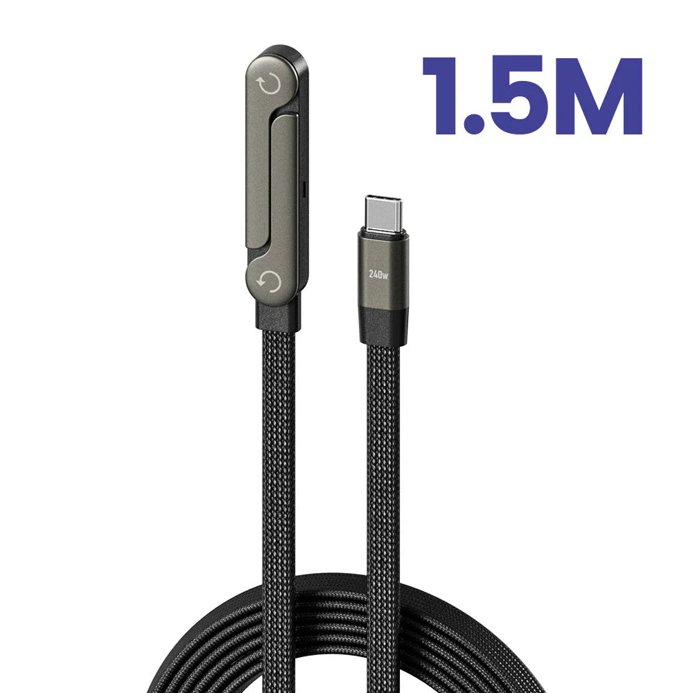 240W 2-in-1 USB-C Fast Charging Cable with Foldable Stand | 6A Data Cable