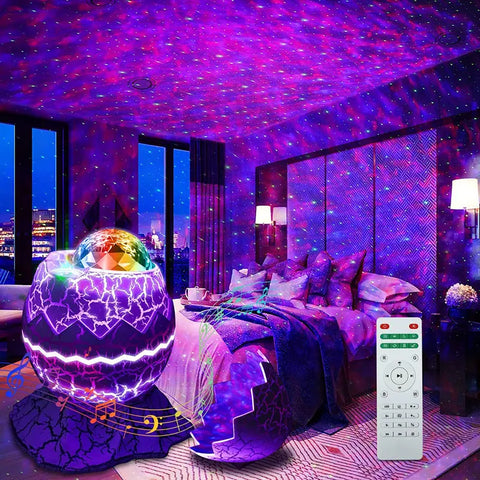 Galaxy Sky Projector | Dinosaur Eggshell Galaxy Projector Starry Sky Night Light Bluetooth Speaker Cute Game Room Decoration Children's Gift LED Nebula