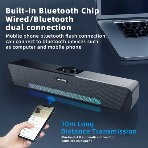 Wired and Bluetooth 5.0 Speaker | 360 Home Movie Surround Sound Bar Audio Speaker For Desk Computer Subwoofer