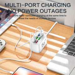Fast USB Charger 6 in 1 Power Strip Desktop Charging Station Fast Charging 1m Cord USB HUB