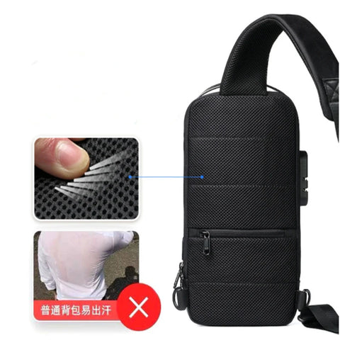 Men Anti Theft Chest Bag Shoulder Bags| USB Charging Crossbody Package School Short Trip Messengers Bags Men's Oxford Sling Pack