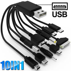 10-in-1 Retractable USB Charging Cable | Multi Connector USB 2.0 Charger Cable