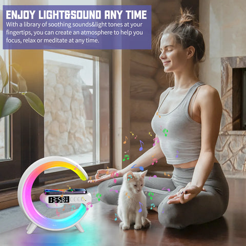 Multifunction Wireless Charger Pad Stand Speaker | TF RGB Night Light 15W Fast Charging Station for iPhone Samsung Xiaomi Huawei