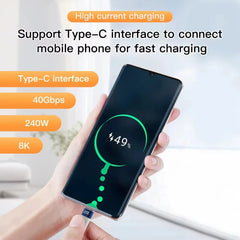 USB-C to USB-C 240W Short Flat Cable 40Gbps USB 3.1 Fast Charging Cord with 8K Video Support