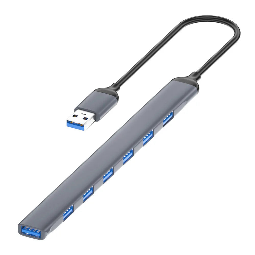 7-Port USB Hub with 1 USB 3.0 and 6 USB 2.0 Ports, Aluminum Metal USB Expansion Hub