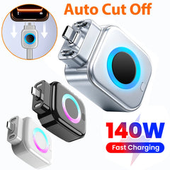 140W USB-C Intelligent Charging Separator | Auto Power Cut-Off Fast Charging Adapter