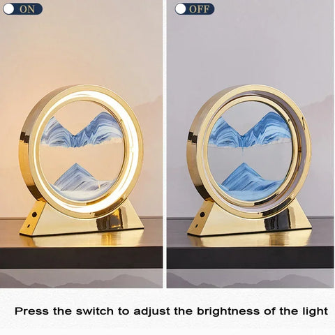 Moving Sand Art Picture | Table Lamp Quicksand Night Light 3D Sandscape Hourglass Room Lamps Flowing Sand Painting Home Decor Gift