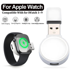 Portable Magnetic Wireless USB-A &amp; USB-C Smartwatch Charger Dock Compatible with Apple Watch Ultra, Series 9/8/7/6/5/4/3/2 & SE