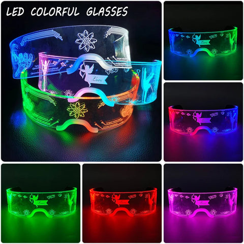 Fashion Luminous Decorative Glasses | Neon Light Decoration LED Sunglasses For Nightclub DJ Dance Music Rave Costume Night