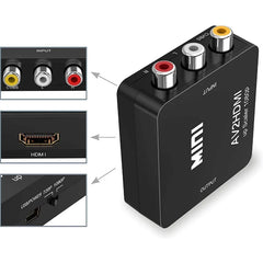 AV to HDMI Converter RCA Composite CVBS to HDMI 1080P Adapter with USB Power Cable