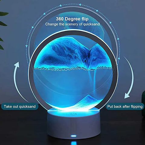 LED RGB Sandscape Lamp 3D Moving Sand | Art Frame Night Light with 16 Colors Hourglass Light 3D Deep Sea Display with Remote