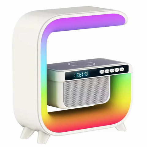 Multifunctional Bluetooth Speaker Alarm Clock Wireless Mobile Phone 15W Colorful Wireless Charging Subwoofer RGB Lnighight Home