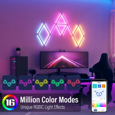 WIFI LED Smart Wall Lamp RGBIC Light Bar | DIY Atmosphere Night Light APP Music Rhythm TV Backlight Bedroom Game Room Decoration