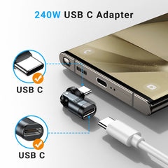 360° Rotating USB Type-C to Type-C Data Transfer & Fast Charging Adapter 20V/5A Metal Connector