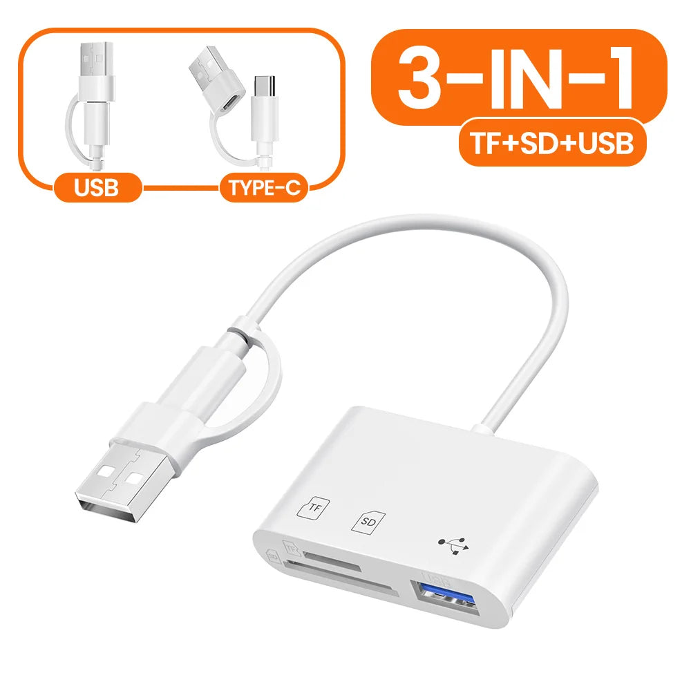 USB Type-C All-in-One SD & TF Memory Card Reader External Multi Card Adapter