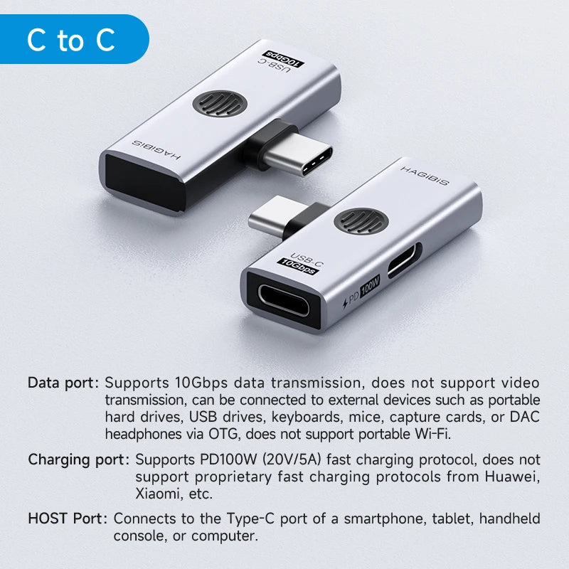 USB-C 2-in-1 Splitter with 100W PD Charging and 10Gbps USB 3.2
