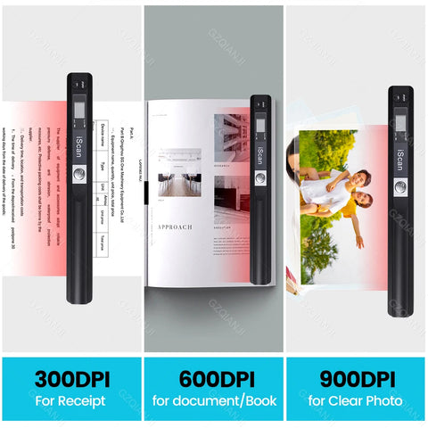 900DPI Portable A4 Document Reader Scanner | For Contract Books Office Business Handheld Mobile Scanners JPG PDF Format