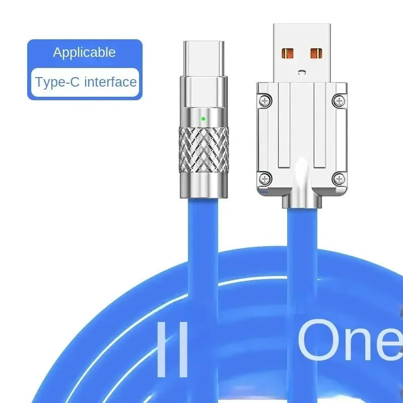 120W 6A USB-A to USB-C Liquid Silicone Fast Charging Cable with Smart Chip & Charging Indicator