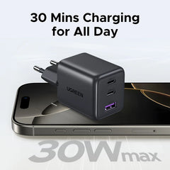 30W GaN USB-C Fast Charger | PD 3.0 & QC4.0 Dual Port Wall Charger