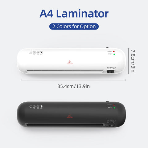 Portable Laminator | Machine Set A4 Size Hot and Cold Lamination 2 Roller System w/ 12 Laminating Pouches Paper Cutter Corner Rounder