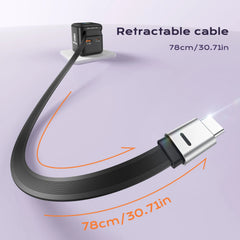70W GaN Fast Charger with Retractable USB-C Cable | 3-in-1 PD3.0 QC4.0 PPS Charger