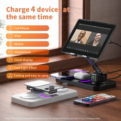 4-in-1 Foldable 15W Magnetic Wireless Charging Station for iPhone, Smartwatch & Earbuds