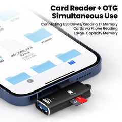 USB 3.0 Type-C 2-in-1 TF Card Reader Adapter with USB Port
