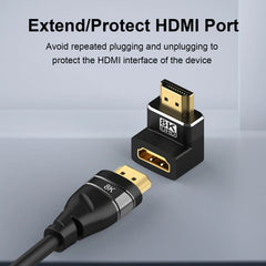 HDMI 2.1 Right Angle Adapter 90°/270° | 8K 60Hz 48Gbps Male to Female HDMI Connector
