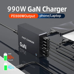 990W GaN USB-C Fast Charging Station – 6 Port PD PPS QC4.0 Desktop Charger for Laptops, Phones & Tablets