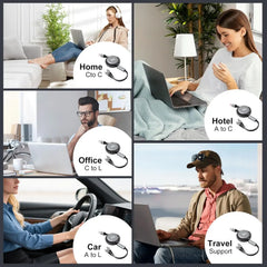 120W Retractable 4-in-1 Fast Charging Cable | USB-C & Lightning Multi Charger Cord