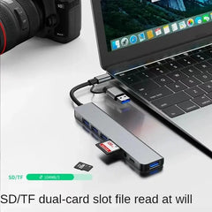 8-in-2 USB 3.0 & USB-C Hub with SD/TF Card Reader, Audio Jack & Multiport Docking Station