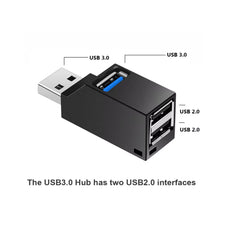 3-Port USB 3.0 Hub USB-A Splitter Adapter High-Speed Data Transfer Mini Expansion Hub