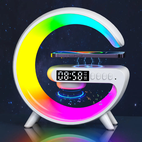 Multifunction Wireless Charger Pad Stand Speaker | TF RGB Night Light 15W Fast Charging Station for iPhone Samsung Xiaomi Huawei