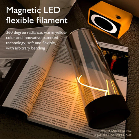 Light LED Magnetic Cordless Table Lamp | Minimalist Filament Movable Nightstand Light,3 Levels Touch Dimmable Chargeable Lamp