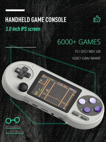 DATA FROG SF2000 Portable Handheld Game Console | 3 Inch IPS Retro Game Consoles Built-in 6000 Games Retro Video Games For Kids