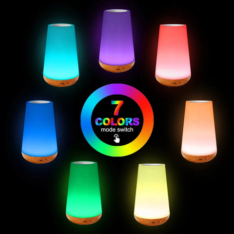Creative Remote Control Wooden Pattern | Touch Night Light Photography Desk Lamp Bedroom Bedside Colorful Atmosphere Lamp